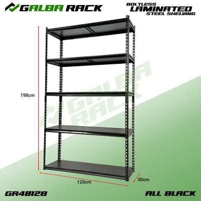GALBA RACK Boltless Laminated Steel Shelving Adjustable Storage 6ft 5Layers