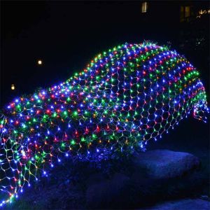 LED Fairy String Lights Christmas Fishing Net Light Waterproof Wedding Party Decoration Outdoor Net Mesh Fairy String Light Garland Window Curtain Christmas Fairy Light Wedding Party Holiday Decoration Fairy Lights for Lawn Garden Walkways Weddings