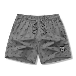 83007# Panlalaking naka-print na pattern na shorts sa itaas ng tuhod pantalon sa beach naka-istilong simpleng shorts kaswal na shorts purong cotton
