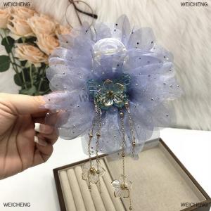 [COD] WEICHENG Fashion Mesh Butterfly Flower Tassel Grasping Clip For Women Ponytail Barrettes Headwear Hair Accessories