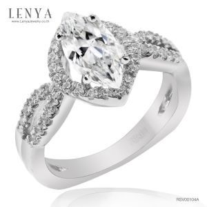 LENYA แหวน CZ Diamondlike เสริมบุคลิกและความมั่นใจ ขนาด 10x5 มิล ตัวเรือนเงินแท้925 ชุบทองคำขาว