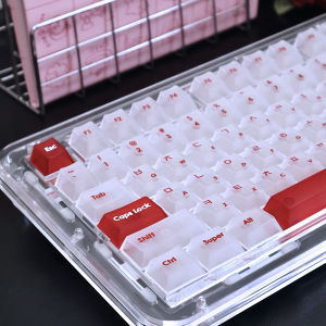 Korean Keycaps Russian 131Keys Pc Cherry Translucent Frosted Matte Retro Red For Aula75/99 Mechanical Keyboard Hangul Keycaps