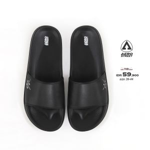Aerostreet 39-44 Xenon Hitam Hitam - Sandal Sendal Slop Slip On Casual Pria Wanita Aero Street BAAAA