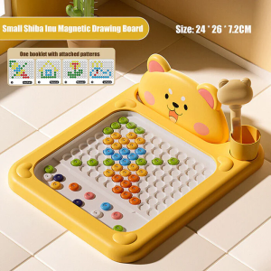 OSSDE Magnetic Dots Drawing Board for Kids Montessori Learning with Magnetic Beads Cards and Stylus