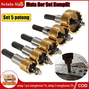 (dalam Stok COD) Set 5 Potong Mata Bor Set Komplit / Mata Bor Bulat Untuk Lubang Besar Hole Saw / Mata Bor Carbide Tip Wood Metal Hole Cut Mata Bor Hss Carbide Metal Holesaw Carbide Hss