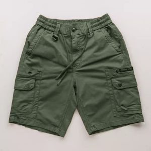 Quần Short Kaki Phong Cách Quân Đội Nam Nữ Eo Co Giãn Phong Cách Hàn Quốc