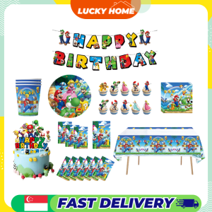 Mario Party Supplies Set/Mario Theme Party Decoration/Event Kit/Birthday Ornament【Luckyhome】