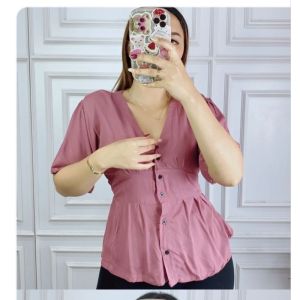 Baju Atasan Top Wanita Kawari Blouse Rayon Polos Adem Busui Friendly