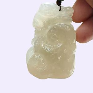 Crafted as Ruyi with Money Pendant on Yellow Icy High Quality Natural Type A Jadeite Jade certificate weighs 35.57 grams measurement 48.3 * 30.9 * 14 mm (pendant385)