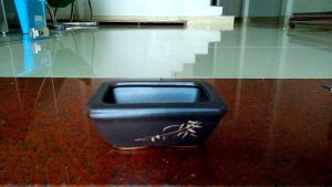 Chậu bonsai Bát Tràng chữ nhật men nâu đen