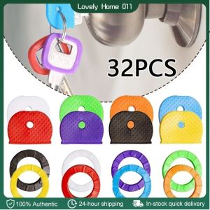 32PCS Key Cap Covers. 8 Colors Key Identifiers Protectors，2 Styles，for Standard Flat House Keys
