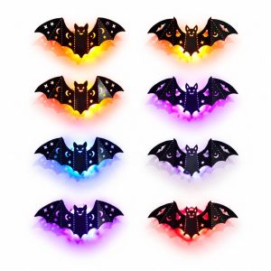 MUSCLEX 8pcs/set Sáng Miếng dán tường phát sáng trong bóng tối Cánh rỗng Thú cưng Hình dán tường chủ đề Halloween Có thể tháo rời. Miếng dán tường tự dính Tiệc Halloween