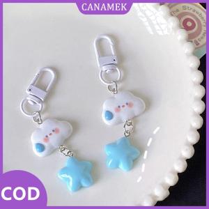CANAMEK✨ Dễ Thương Đám Mây Màu Xanh Sao Keychain Chìa Khóa Xe Phụ Kiện Phim Hoạt Hình Kawaii Keyring Cho Phụ Nữ Túi Xách Túi Quyến Rũ Mặt Dây Chuyền Móc Chìa Khóa
