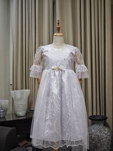 Aisyahmodefashion - Gaun Pesta Anak Perempuan Bordir Mutiara Lengan 3/4 Usia 1-12 Tahun