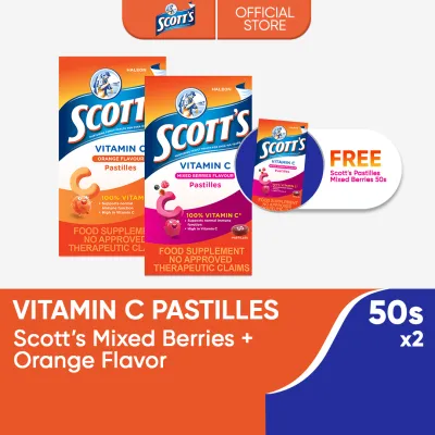 [BUY 2 TAKE 1] Scotts Pastilles Orange + Mixed Berries 50s [Pack of 2] with FREE Scotts Pastilles Orange 50s