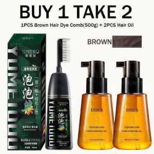 BUY 1TAKE2Black/Brown Hair Dye Permanent Hair Coloring Shampoo (With Comb) Herbal Pure Plant Hair Coloring Shampoo Quickly Covers Gray Hair + Hair Essence Oil Nourishes Dry And Frizzy Hair Promotes Hair Growth After Perming And Replenishes Keratin.