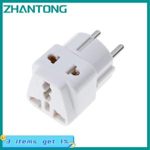 ZHANTONG 1 to 2 Splitter Germany France 5mm plug to universal UK US EU AU 2 3 pin socket