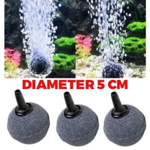 Batu Aerator BASO BULAT BOLA 5 CM Air Stone 5cm Gelembung Udara Oksigen Aquarium Aquascape Kolam Ikan Pemberat Selang Airator 3/16 Mesin Pompa Filter Aerasi Bakso