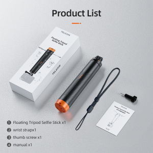 TELESIN Floating Tripod Selfie Stick HandGrip for GoPro Hero 13 12 11 10 9 8 DJI Action 5 4 3 Lightweight Waterproof Stick Pole with Wrist Strap  Action Camera Accessories