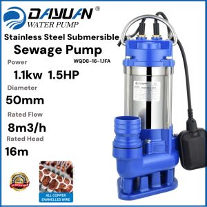 Dayuan stainless steel submersible sewage 1.5HP water pump 50mm diameter heavy duty sewage pump