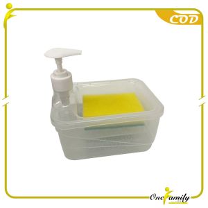ONE-C1001 Tempat Sabun Cuci Piring Petak 2IN1 650ML dengan Pump Free Spons / Tempat Sabun Cair