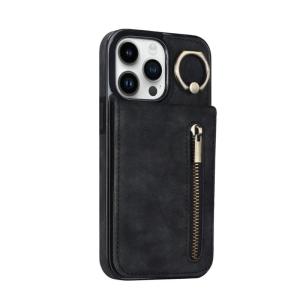 Leather Wallet Case for Phone16 Series Phone Cover with Kickstand & Slot Rings Stand Phone Case