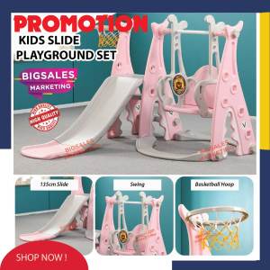 EXTRA BIG AND STABILITY 135CM Extra Fun Slide With Basketball Hoop And Swing Set Baby Kid Children Playground