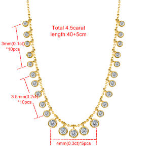 Bezel Set 4.5cttw Full Moissanite Gradient Necklace for Women Sparkling Round Bubble Diamond Neck Chain S925 Silver Jewelry Gift