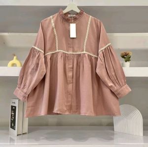SHIRT TOP BLOUSE - ATASAN KEMEJA WANITA BLOUSE LINEN LENGAN PANJANG / KEMEJA WANITA KOREA STYLE