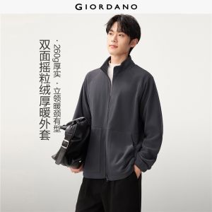 Giordano Beau Monde Men Polar fleece stand collar raglan sleeve jacket Free Shipping 13076803