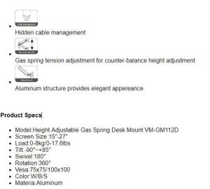 [SG SELLER] Monitor Arm High Quality - 3 steps DIY Installation