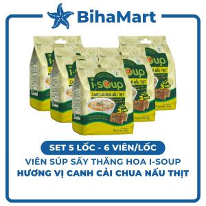 [SET 5 LỐC] - NFC - Viên súp sấy thăng hoa I-Soup hương vị Cải chua nấu thịt Canh cải chua I Soup Canh ăn liền (78g/lốc)