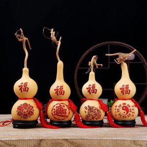 CEMOMEF Creative Natural Gourd Material Bring Wealth and Luck Photo Props Handmade Yin Yang Tai Chi Gourd Crafts Home Decor Housewarming Gift Hanging Ornament