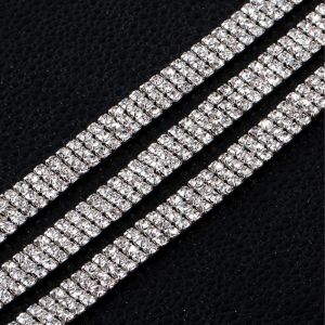 FOUNDTWO Sạch Đính đá Lung linh Bạc Chuỗi Xinh đẹp 1 hàng 2 hàng 3 hàng cắt tỉa 1 sân Rhinestone Pha lê