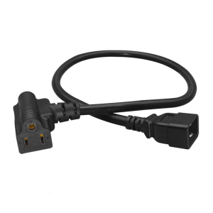 Double Output IEC320 C20 Male To C5 And NEMA 5 15R Power Cord 30cm Cable 14AWG For Computer Printer Devices
