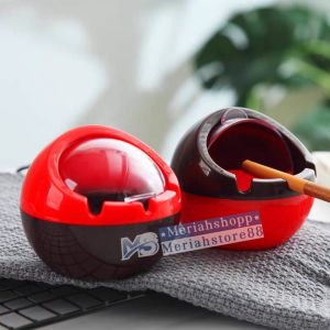 ASBAK ROKOK BULAT + PENUTUP KACA dia. 9 cm ASHTRAY MELAMIN MILAMIN TUTUPAN ANTI ANGIN IMPORT