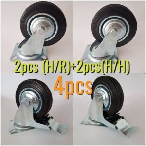 Roda Troli 4 inch isi 1 Set ( 2 hidup + 2 hidup rem) Roda Karet / Roda Etalase / Roda Troly / Roda Gerobak