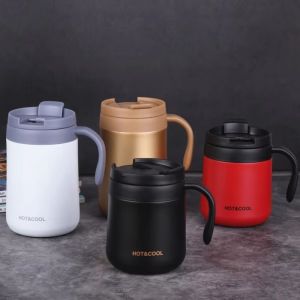 FOUNDTWO 500ML Insulated Coffee Mug Stainless Steel Double-Walled Insulated Drinking Cup Vacuum Flask Large Capacity Vacuum Thermal Cup Office Use