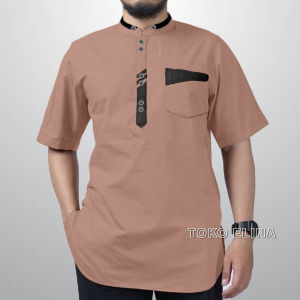 Baju Koko Kurta Dewasa Pakaian Muslim Pria Lengan Pendek Bahan Katun Premium