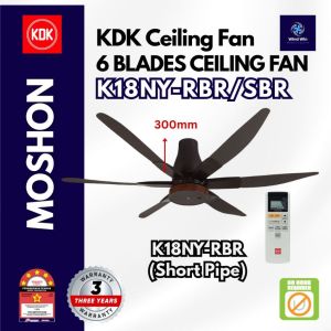 KDK K18NY-RBR / K18NY-SBR [180CM/70"]6 BLADES REMOTE CONTROL CEILING FAN W TWIN DC MOTOR TECHNOLOGY