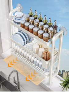 Multifunctional vertical drain rack does not occupy space in the kitchen wall-mounted narrow slit storage rack multi-layer storage bowls dishes chopsticks and spoons storage rack