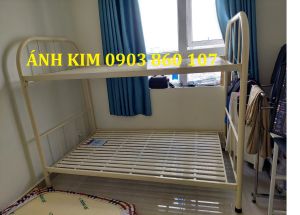 Giường ngủ 2 tầng sắt ống tròn 2 người lớn nằm lắp ráp dễ dàng
