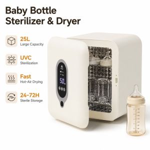 Premium 25L UVC Sterilizer Dryer Cabinet For Baby Bottles 99.9% Sterilization Rate Touch Control 4 Working Modes Baby Feeding Gear Disinfection Storage Box