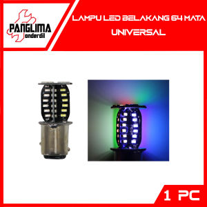 Lampu LED Belakang 64 Mata Bayonet 1157 Stop Rem Stoplamp lamp Brake Berputar Putar Strobo Kedap Kedip RGB Rainbow Pelangi Merah Biru Hijau Putih