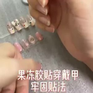 [HANDMADE]Artificial Nail Trapezoid Purple 3D Crystal Butterfly Diamond Phototpy Nails Reusable and Removable Nails
