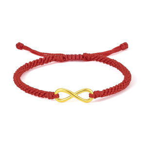 ZHOU LIU FU 周六福 24K Real Gold Bracelets Pure Gold Bracelet Adjustable Charm Love Infinite Gold Jewelry