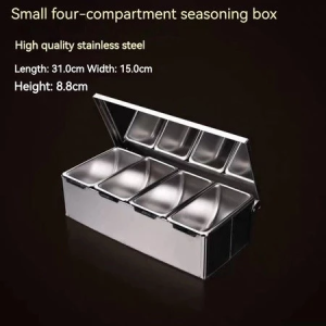 High quality 304 Stainless Steel Seasoning  Ho Restaurant chef Seasoning  With Lid Storage
