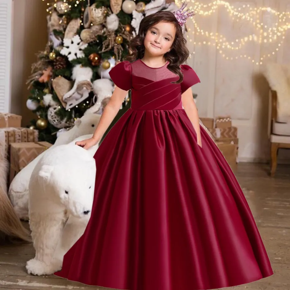 HAWEE Girls Wedding Dress Embroidery Bridesmaid Formal Long Gown Lace  Princess Party Prom Dresses for Girls 4-14 Years - Walmart.com