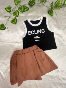[KIDSFASHIONKOLEKSI]  Setelan Rok Celana Anak Perempuan Rompi ECLING + Brown Pants