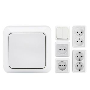 CASUALTY FASTEN20EN6 EU Standard Wall Switch White Wall Surface Mount Rocker Light Switch Classic Flame Retardant Button Light Switch